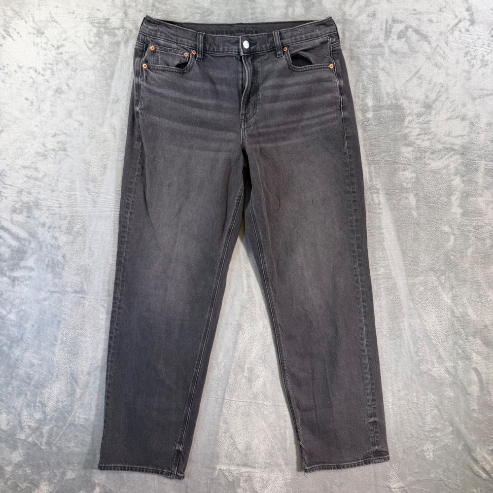 American Eagle High Rise‎ Relaxed Straight Jeans Women's Size 14 Reg Gray Denim